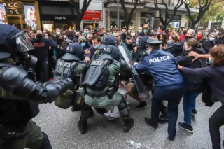Από συγκέντρωση για την εξέγερση του Πολυτεχνείου τον Νοέμβρη του 2020