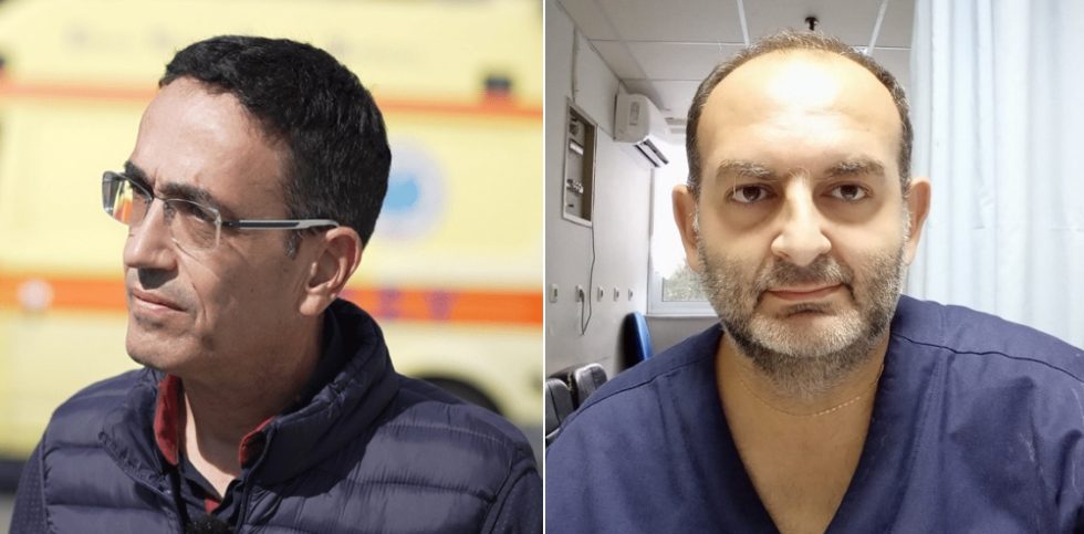 Οι πρόεδροι των Σωματείων Εργαζομένων ΠΑΓΝΗ και Γ.Ν. Αγίου Νικολάου, Δημήτρης Βρύσαλης και Γιώργος Μανουσάκης