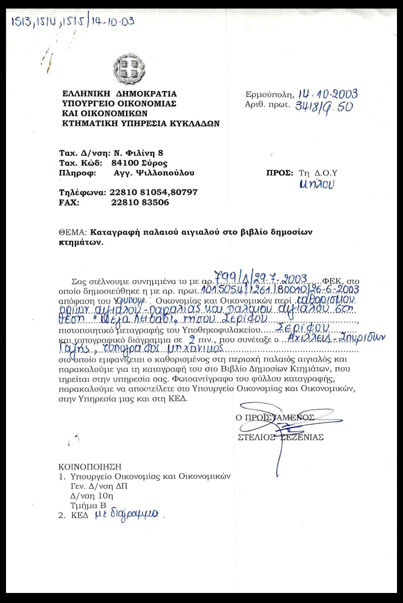 Η καταγραφή του παλαιού αιγιαλού ως δημόσιου κτήματος
