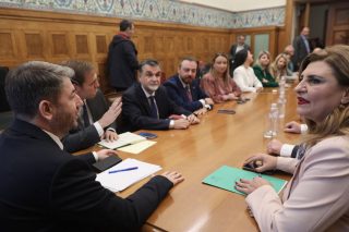 Η βουλεύτρια του ΠΑΣΟΚ Ευαγγελία Λιακούλη δίπλα στον πρόεδρο Νίκο Ανδρουλάκη σε παλαιότερη συνεδρίαση της Κοινοβουλευτικής Ομάδας του κόμματος
