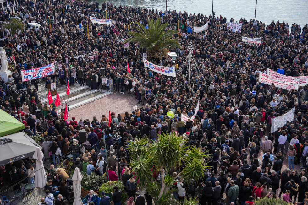 Συλλαλητήριο στη Λέσβο για την επέτειο του εγκλήματος των Τεμπών