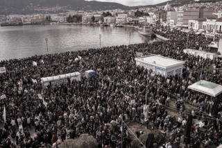 Συλλαλητήριο για την επέτειο του εγκλήματος των Τεμπών στη Λέσβο