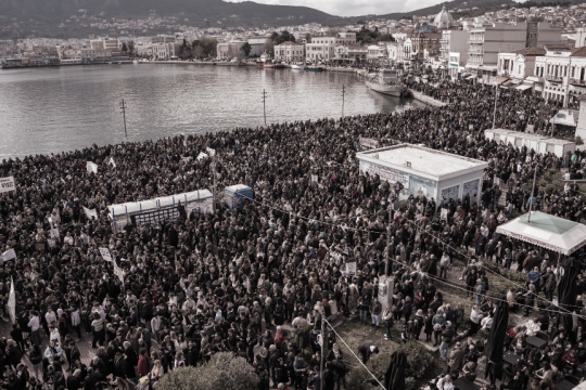Συλλαλητήριο για την επέτειο του εγκλήματος των Τεμπών στη Λέσβο
