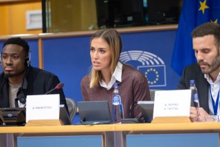 Aπό αριστερά: Θανάσης Αντετοκούνμπο, Αθηνά Παπαφωτίου, Νίκος Παππάς