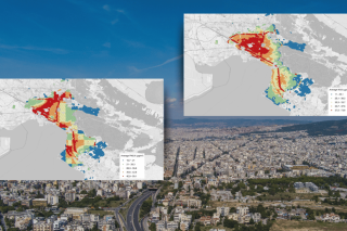 Οι ερευνητές του Ινστιτούτου Παγκόσμιας Υγείας διαπιστώνουν ότι «τα επίπεδα ρύπανσης από δύο βασικούς ρύπους, τα μικροσωματίδια (PM2.5 - εικόνα 1) και το διοξείδιο του αζώτου (εικόνα 2), κατανέμονται άνισα στον ευρύτερο χώρο της Θεσσαλονίκης το 2021»