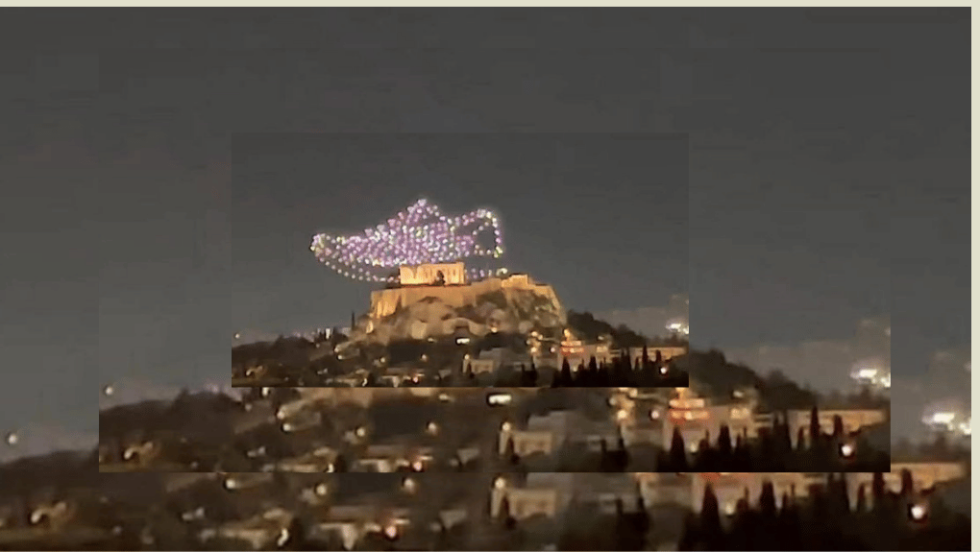 Διαφήμιση της Addidas με προβολή drones στην Ακρόπολη