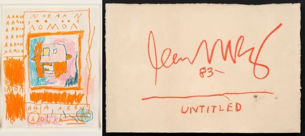 Αριστερά: Jean-Michel BASQUIAT Untitled, 1981. Δεξιά: Jean-Michel BASQUIAT «Untitled», 1983
