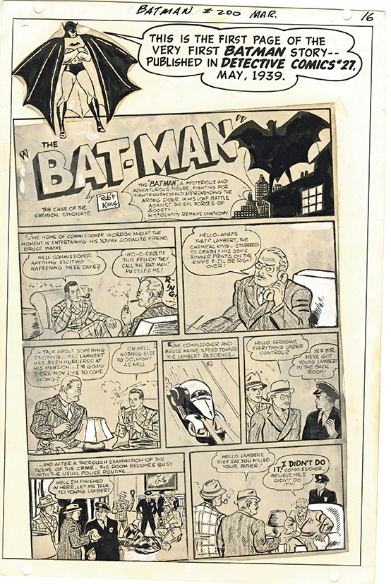 Εκθεση «90 Χρόνια DC Comics»: Η πρώτη σελίδα του Batman που δημοσιεύτηκε τον Μάιο του 1939