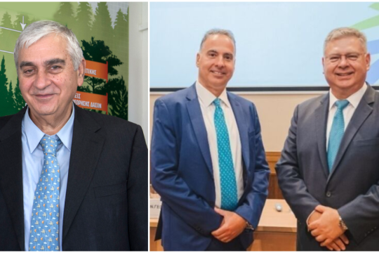 Ο Ιωάννης Ν. Κοσμαδάκης είναι αναπληρωτής διευθύνων σύμβουλος της Motor Oil Hellas, δεξιά οι Γιώργος Αλεξόπουλος και Ανδρέας Σιάμισιης από τη HelleniQ Energy