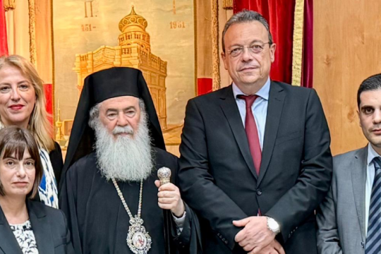 ο Σ. Φάμελλος με τον πατριάρχη Ιερουσαλήμ