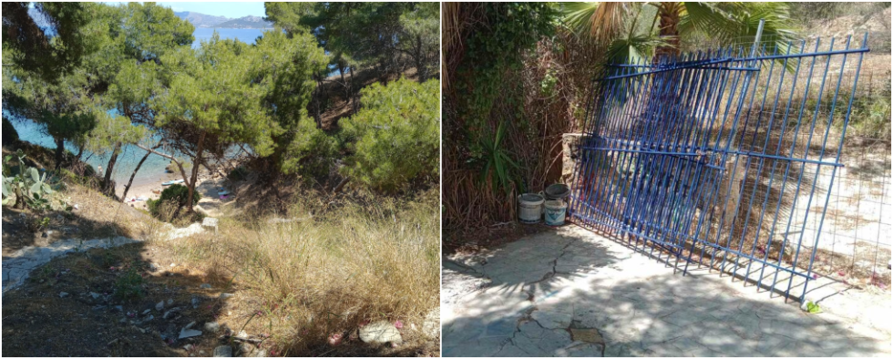 Η παραλία «Σκληρή» στο Αγκίστρι και η επίμαχη καγκελόπορτα