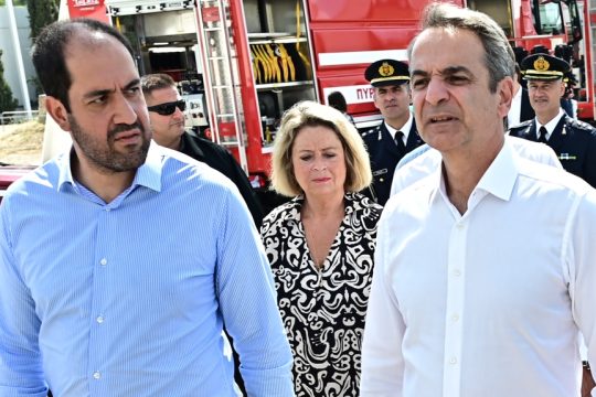 Εκδήλωση του Υπουργείου Κλιματικής Κρίσης και Πολιτικής Προστασίας για την παράδοση νέων οχημάτων στο Πυροσβεστικό Σώμα, παρουσία του πρωθυπουργού Κυριάκου Μητσοτάκη, στο ΟΑΚΑ, Παρασκευή 18 Ιουλίου 2025