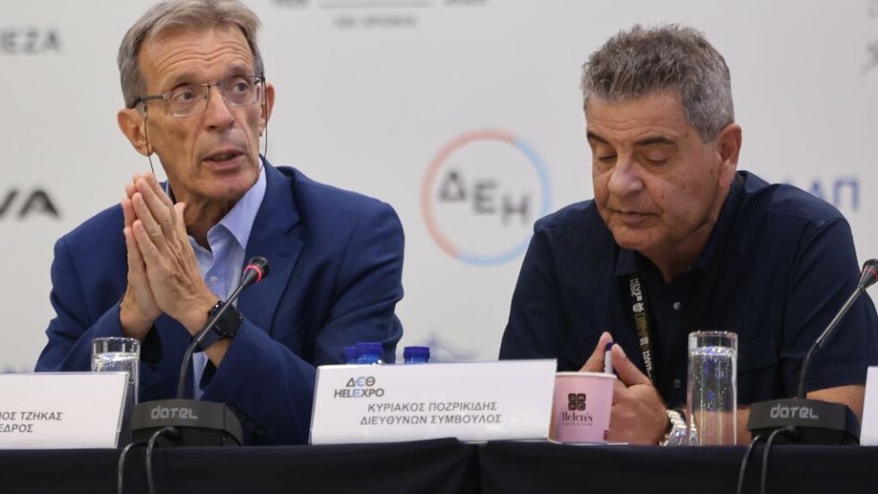 Τάσος Τζήκας και Κυριάκος Ποζρικίδης κατά τη χθεσινή παρουσίαση