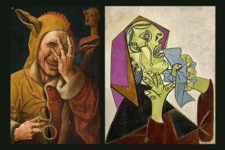 Αριστερά: «Laughing fool» Δεξιά: Picasso, «Cabeza De Mujer LLorando Con Panuelo III»
