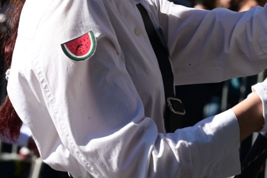 Η 14χρονη μαθήτρια Μ. που παρήλασε με το σύμβολο του παλαιστινιακού αγώνα