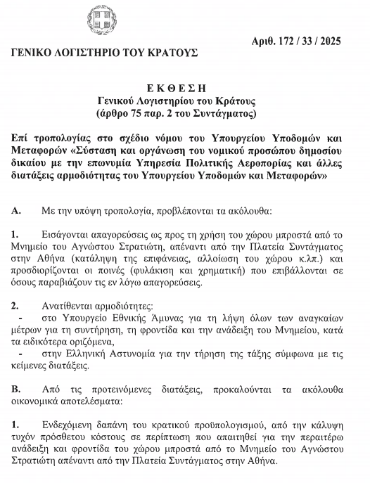 η τροπολογία για τον Άγνωστο Στρατιώτη