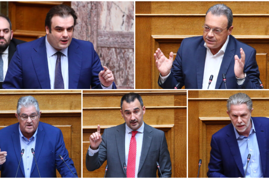 Από πάνω αριστερά: Κυριάκος Πιερρακάκης | Σωκράτης Φάμελλος | Δημήτρης Κουτσούμπας | Αλέξης Χαρίτσης | Παύλος Γερουλάνος