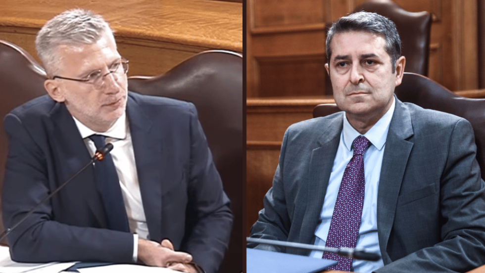 Γιώργος Μυλωνάκης, υφυπουργός παρά τω πρωθυπουργώ και Χρήστος (Ακης) Σκέρτσος, πρώην υφυπουργός παρά τω πρωθυπουργώ, νυν υπουργός Επικρατείας.