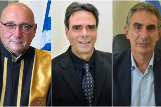 Από αριστερά: Ο Γιώργος Κοντάκης πρύτανης του Πανεπιστημίου Κρήτης το οποίο άνοιξε πρώτο την πόρτα των διαγραφών | Ο Μιχάλης Ζερβάκης πρύτανης του Πολυτεχνείου Κρήτης | Ο Νίκος Κατσαράκης πρύτανης του ΕΛΜΕΠΑ