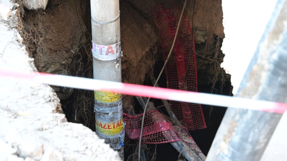 Καθίζηση που προκάλεσε ο Μετροπόντικας στα έργα της γραμμής 4 στο Παγκράτι