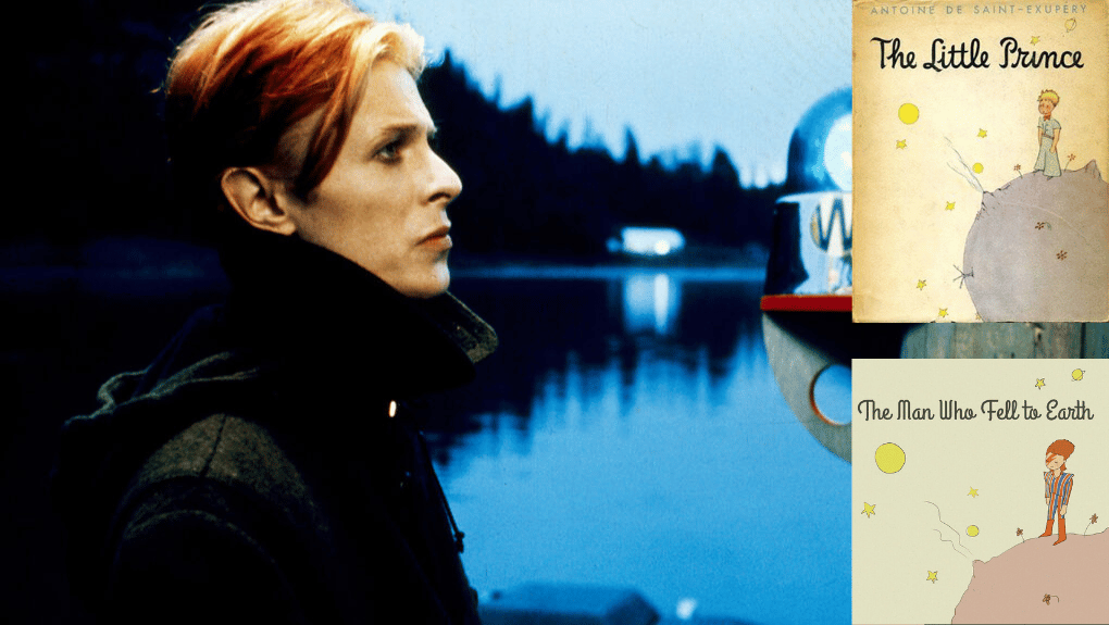 Ο Ντέιβιντ Μπάουι στο The Man Who Fell to Earth. Κάτω δεξιά: Ο Μπάουι ως Μικρός Πρίγκιπας