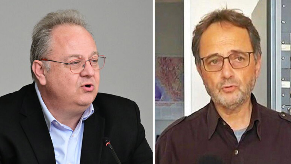Οι καθηγητές Σεισμολογίας Κώστας Παπαζάχος και Μανώλης Σκορδίλης