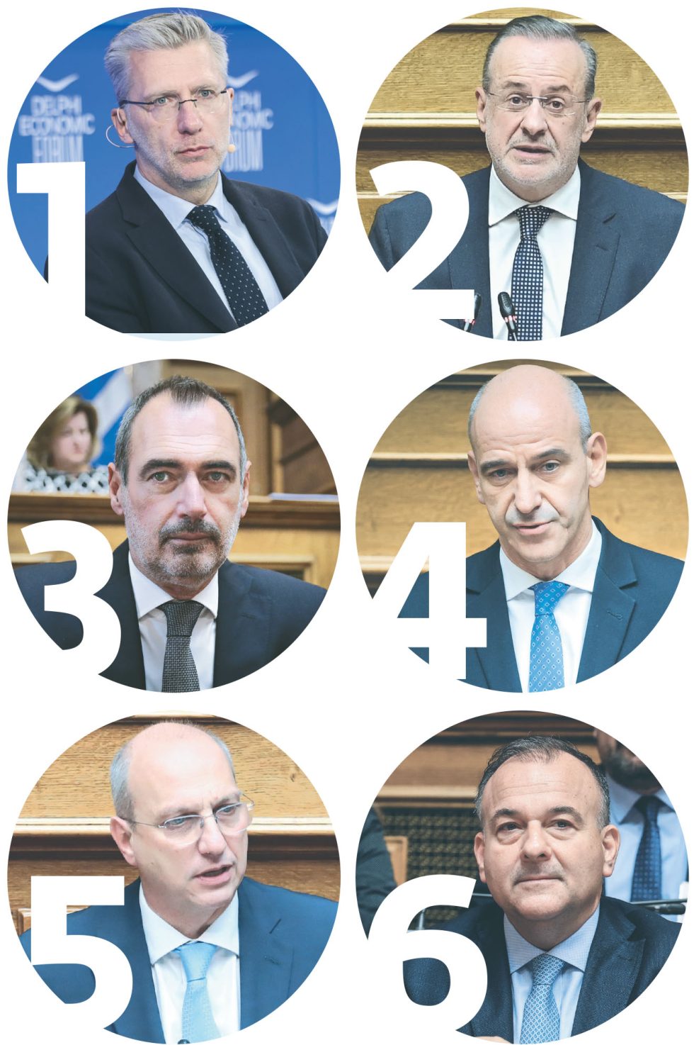 1. Ακης Σκέρτσος, 2. Αθανάσιος Ζεμπίλης, 3. Ανδρέας Κατσανιώτης, 4. Ξενοφών Μπαραλιάκος, 5. Γιάννης Οικονόμου, 6. Ιωάννης Παππάς
