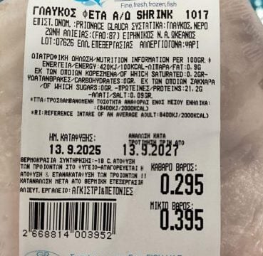 Ο ΕΦΕΤ ανακαλεί κατεψυγμένο γλαύκο
