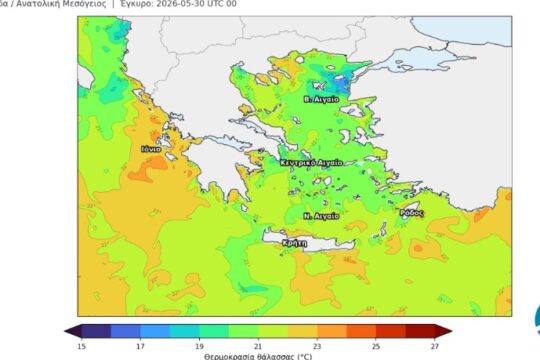 Θερμοκρασία θάλασσας 29/5