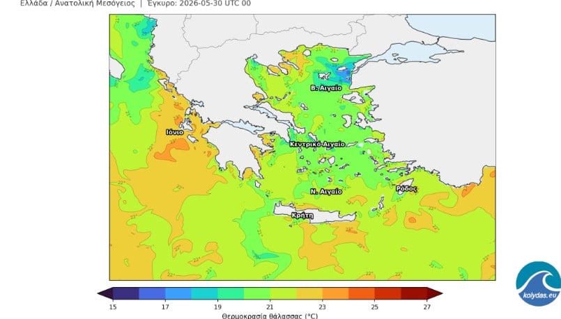 Θερμοκρασία θάλασσας 29/5