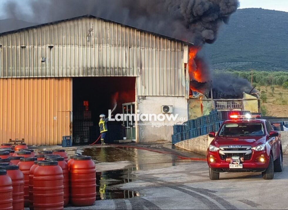 Φθιώτιδα: Μεγάλη φωτιά σε εργοστάσιο με εκτεταμένες ζημιές