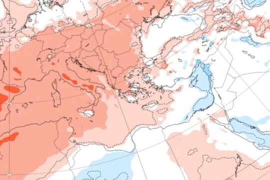 Ο χάρτης θερμοκρασιών αυτή την περίοδο στην Ευρώπη