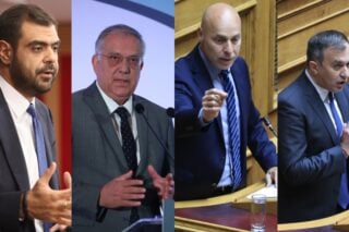 Ο Παύλος Μαρινάκης. ο Τάκης Θεοδωρικάκος, ο Γιώργος Αμυράς και ο Τάσος Χατζηβασιλείου / EUROKINISSI