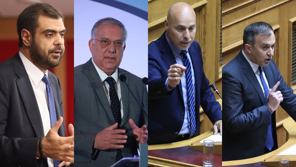Ο Παύλος Μαρινάκης. ο Τάκης Θεοδωρικάκος, ο Γιώργος Αμυράς και ο Τάσος Χατζηβασιλείου / EUROKINISSI
