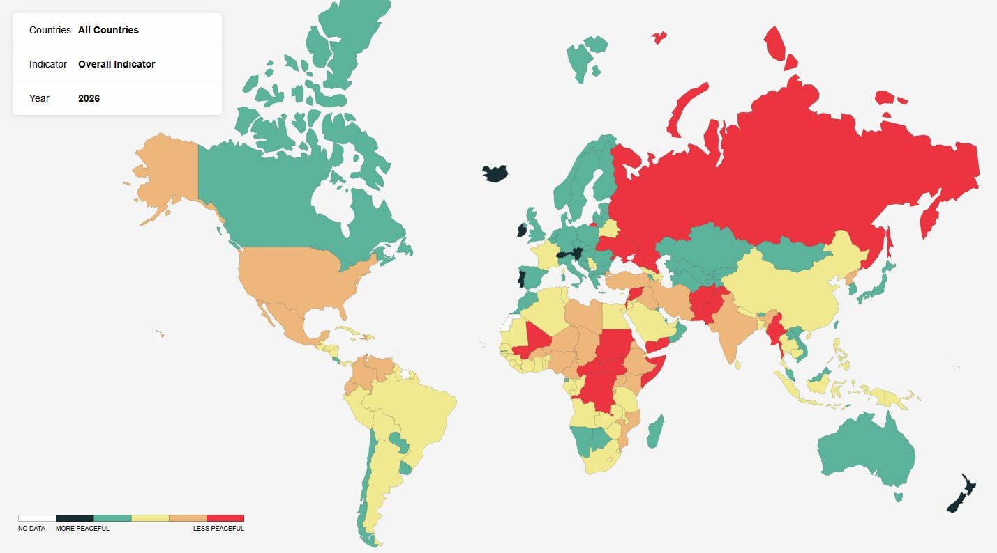 Global Peace Index 2026: Οι πιο ασφαλείς χώρες στον κόσμο το