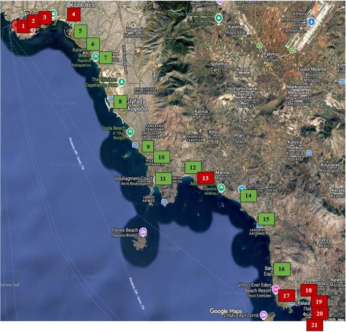 Οι παραλίες Πειραιά, Αλίμου, Γλυφάδας, Βούλας, Βουλιαγμένης και Αναβύσσου που επιτρέπεται το κολύμπι / ΠΑΚΟΕ