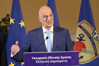 Ενημέρωση των συντακτών άμυνας, από τον Υπουργό Εθνικής Άμυνας Νίκο Δένδια, για τις αποφάσεις μετά την σημερινή συνεδρίαση του ΚΥΣΕΑ, Πέμπτη 23 Ιουλίου 2026 (ΓΙΑΝΝΗΣ ΠΑΝΑΓΟΠΟΥΛΟΣ/EUROKINISSI)