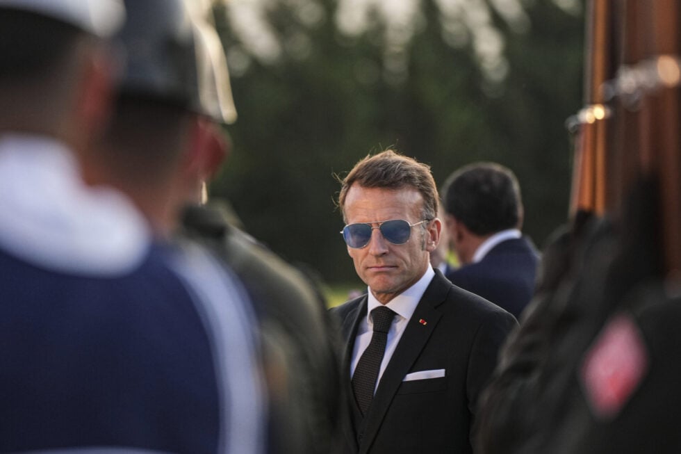 Ο Εμανουέλ Μακρόν (Metin Aktaş, Pool Photo via AP)
