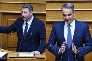 Ο Νίκος Ανδρουλάκης και ο Κυριάκος Μητσοτάκης / EUROKINISSI