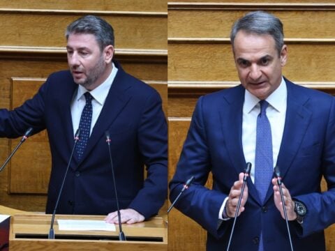 Ο Νίκος Ανδρουλάκης και ο Κυριάκος Μητσοτάκης / EUROKINISSI