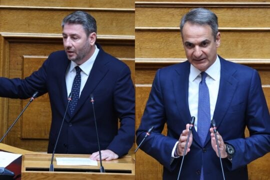 Ο Νίκος Ανδρουλάκης και ο Κυριάκος Μητσοτάκης / EUROKINISSI