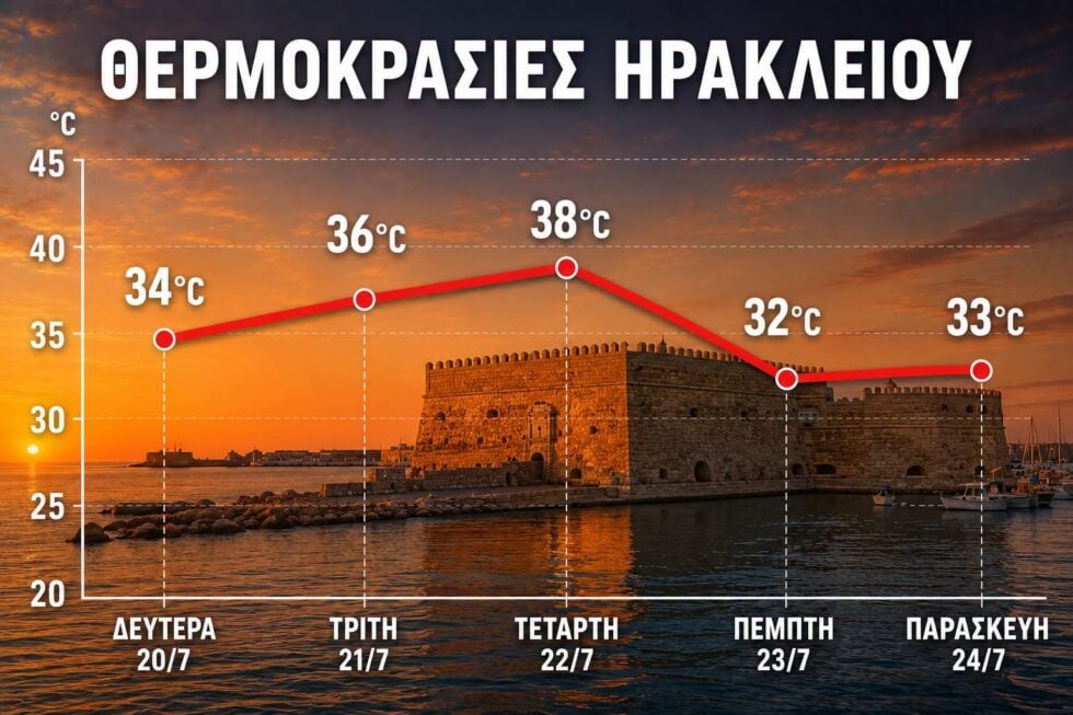 Πώς θα κινηθεί ο καύσωνας στο Ηράκλειο