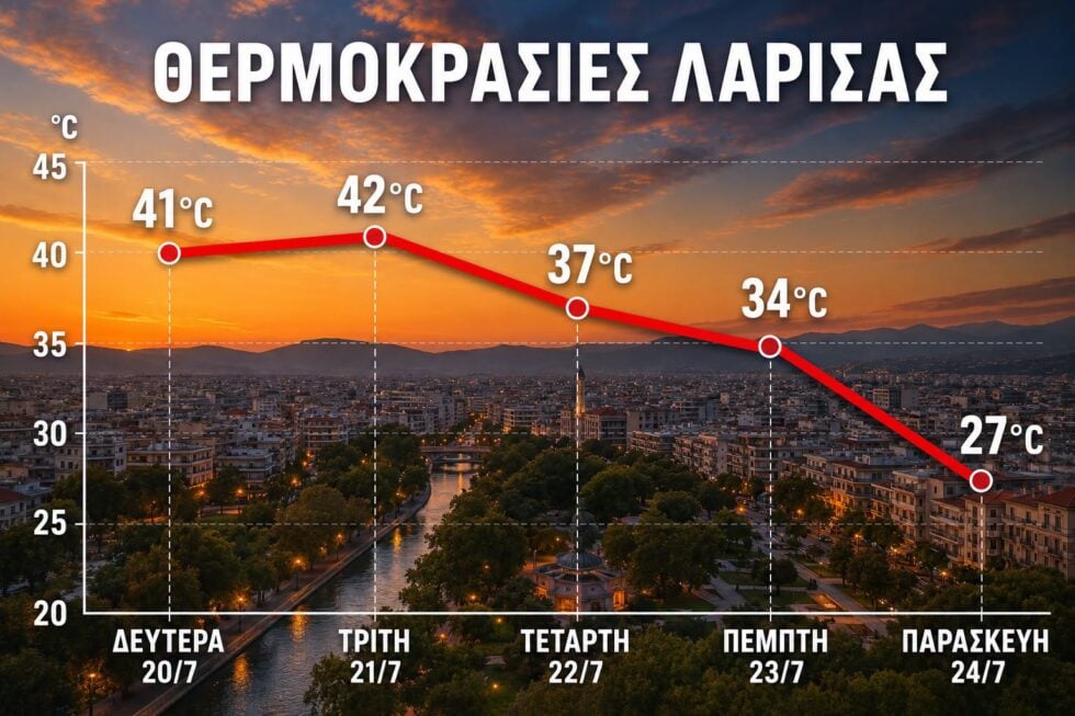 Πώς θα κινηθεί ο καύσωνας στη Λάρισα