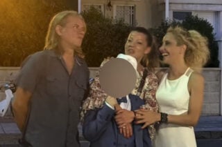 Ο Δημήτρης Κοργιάλας μαζί με την Φωτεινή Ψυχίδου στην βάφτιση του γιου τους / instagram