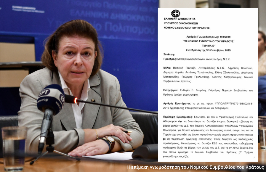 Γνωμοδότηση-φωτιά… κάθεται στο συρτάρι της κ. Μενδώνη