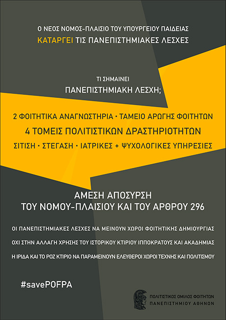 Διαμαρτυρία για την διάλυση της φοιτητικής λέσχης του ΕΚΠΑ