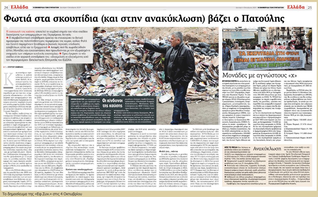Διαχείριση αποβλήτων βάσει «τετελεσμένων»