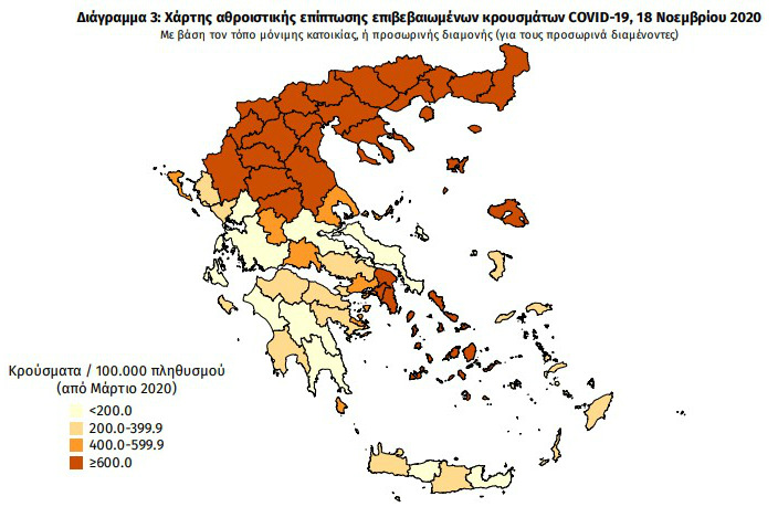 Πάνω από 3.000 κρούσματα, 60 νεκροί, νέο ρεκόρ διασηλωνωμένων