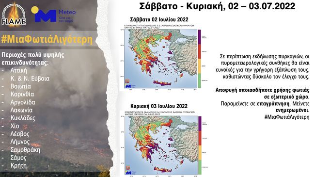 Φόβοι για πυρκαγιές το πρώτο Σαββατοκύριακο του Ιουλίου