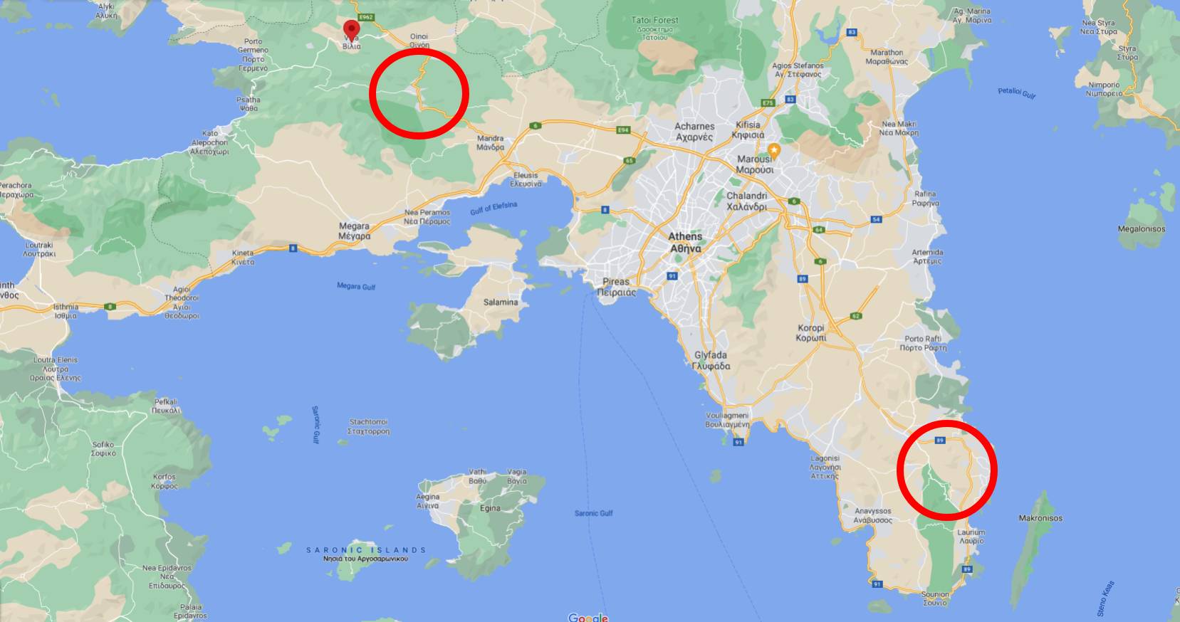Πύρινος εφιάλτης σε Κερατέα και Βίλια
